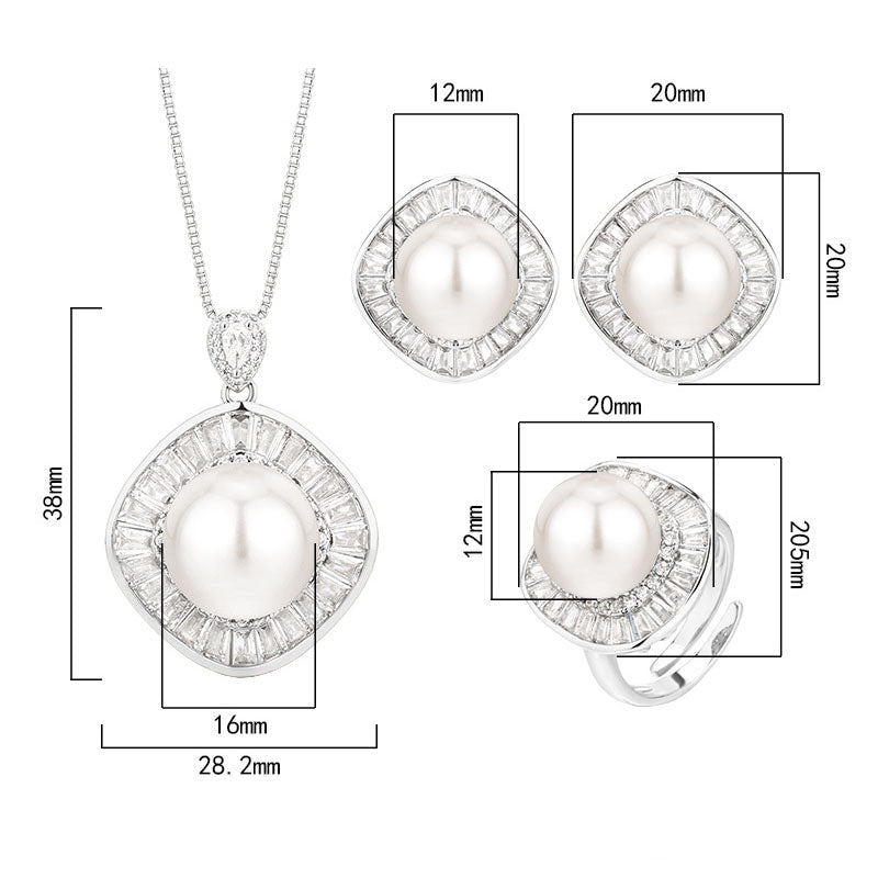 Timeless Pearl and Shimmering Baguette Crystal Jewelry Set