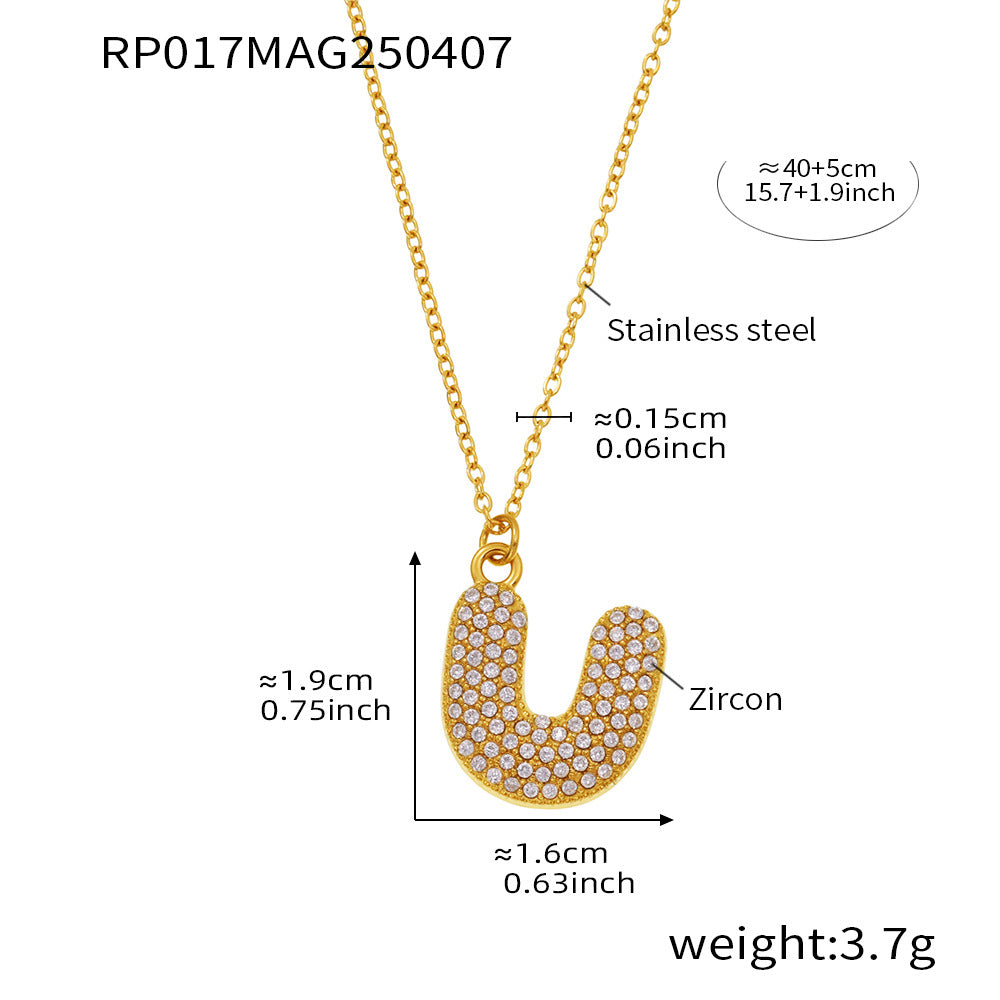 Pave Crystal Bubble Initial Necklace