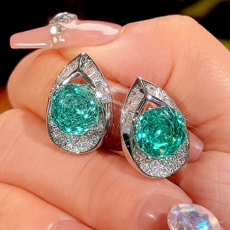 Enchanting Rose-Carved Gemstone Teardrop Earrings