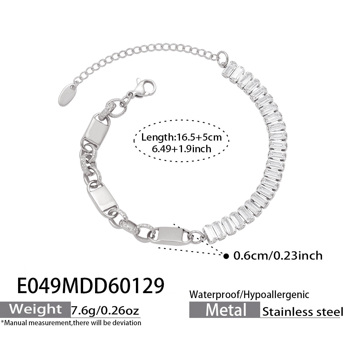 Baguette Tennis Paperclip Link Bracelet