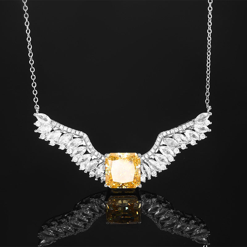 Ethereal Angel Wings Gemstone Necklace in Radiant Colors