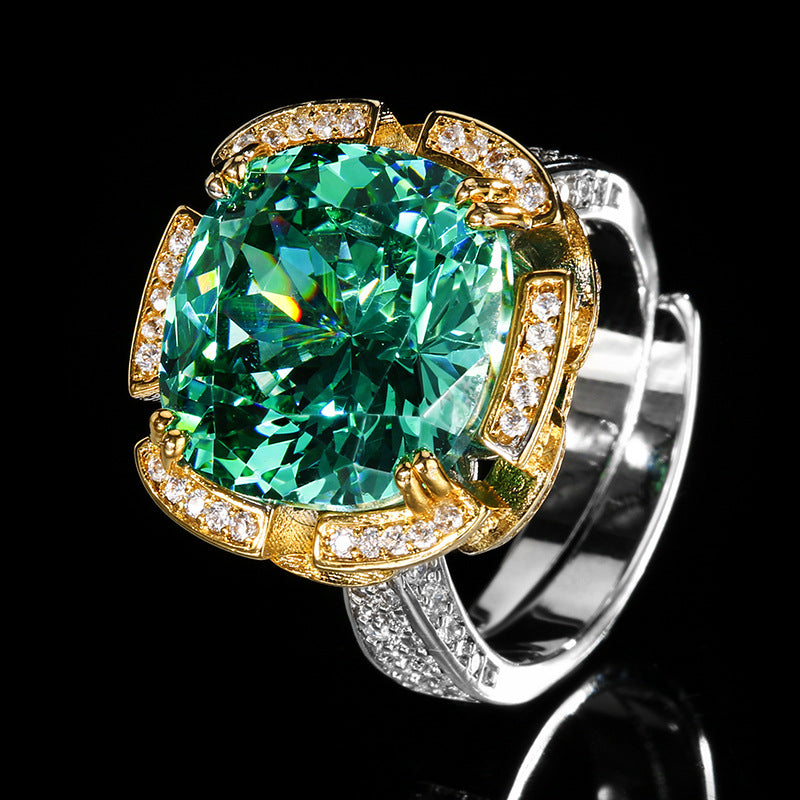 Exquisite Emerald Green Cushion Cut Statement Jewelry Set