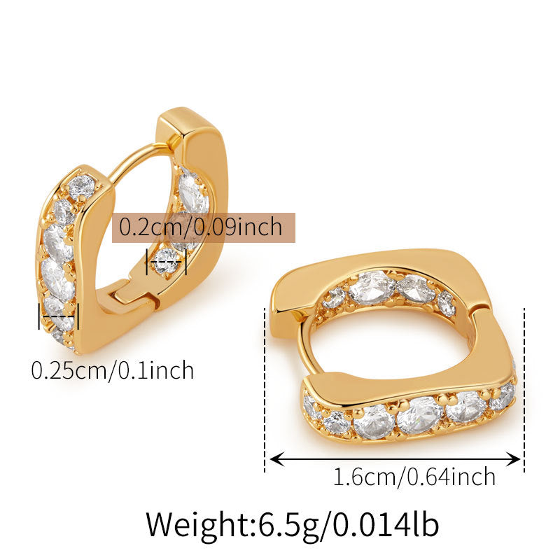 18K Gold Geometric Zircon Huggies