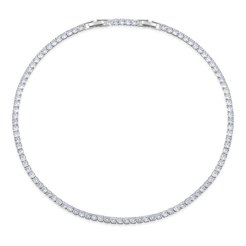 Silberne Tennis-Halskette mit Marquise-Kristall 