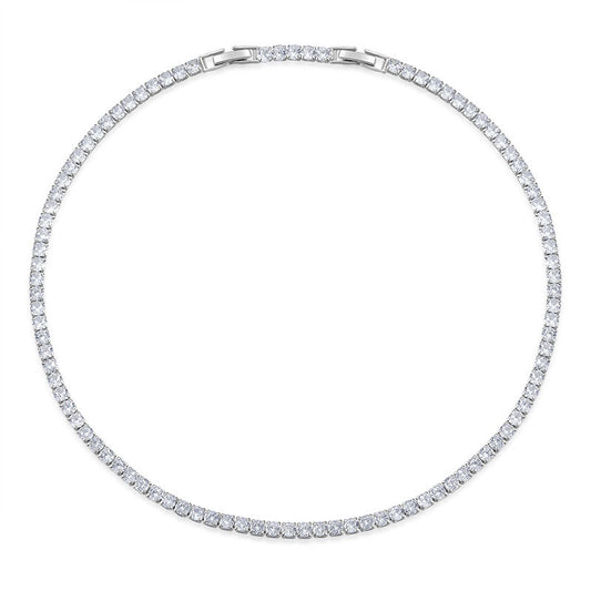 Collier de tennis en cristal marquise argenté 