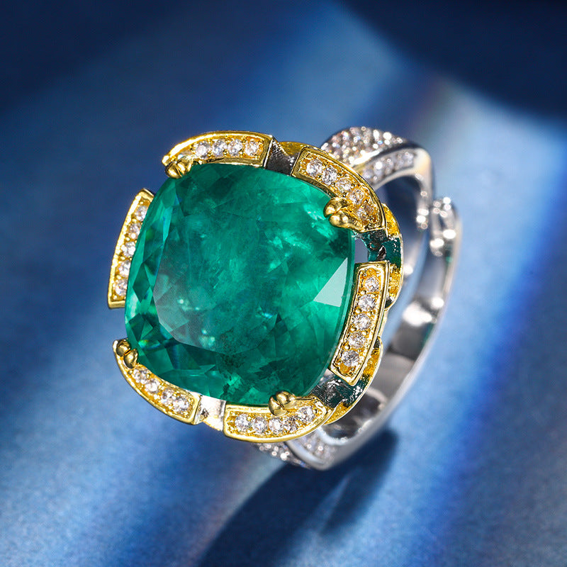 Vintage Royal Cushion-Cut Emerald and Ruby Statement Rings