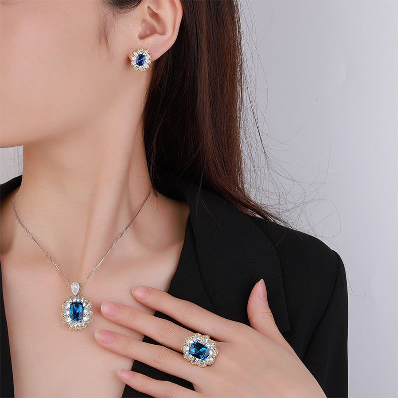 Luxury Blue Gemstone Jewelry Set