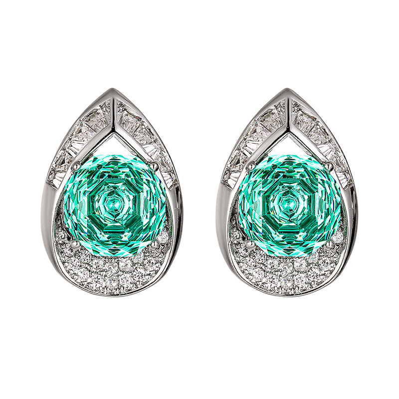 Enchanting Rose-Carved Gemstone Teardrop Earrings