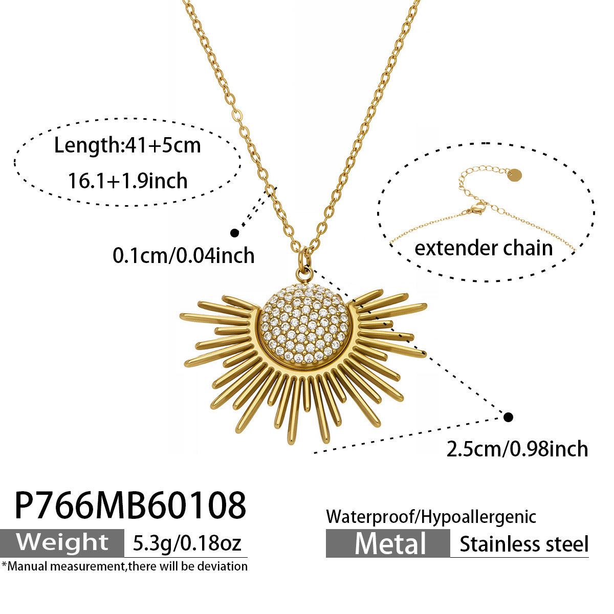 Radiant Celestial Pave Sunburst Gold Necklace