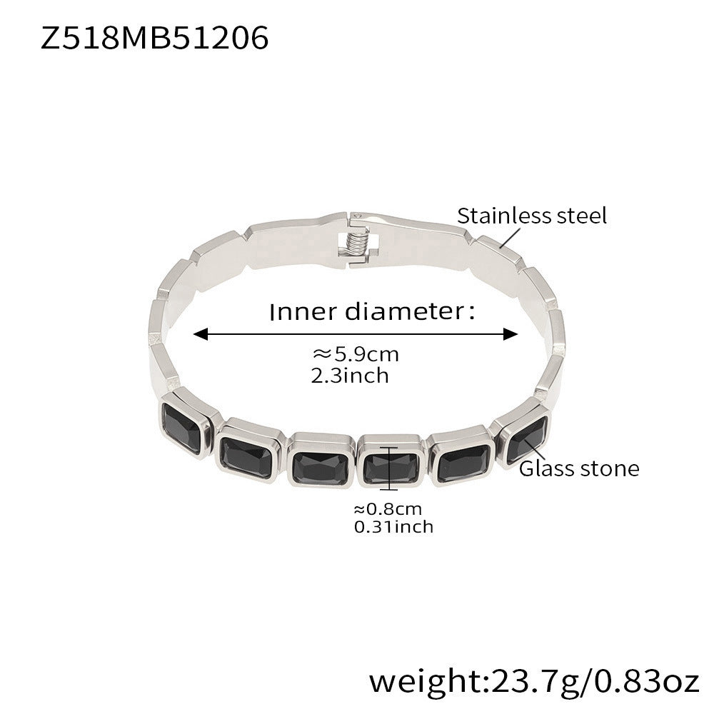 Emerald-Cut Crystal Hinged Bangle