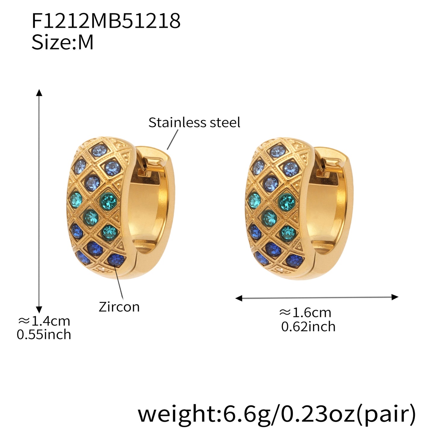 Boucles d'oreilles créoles en cristal à texture matelassée colorée 