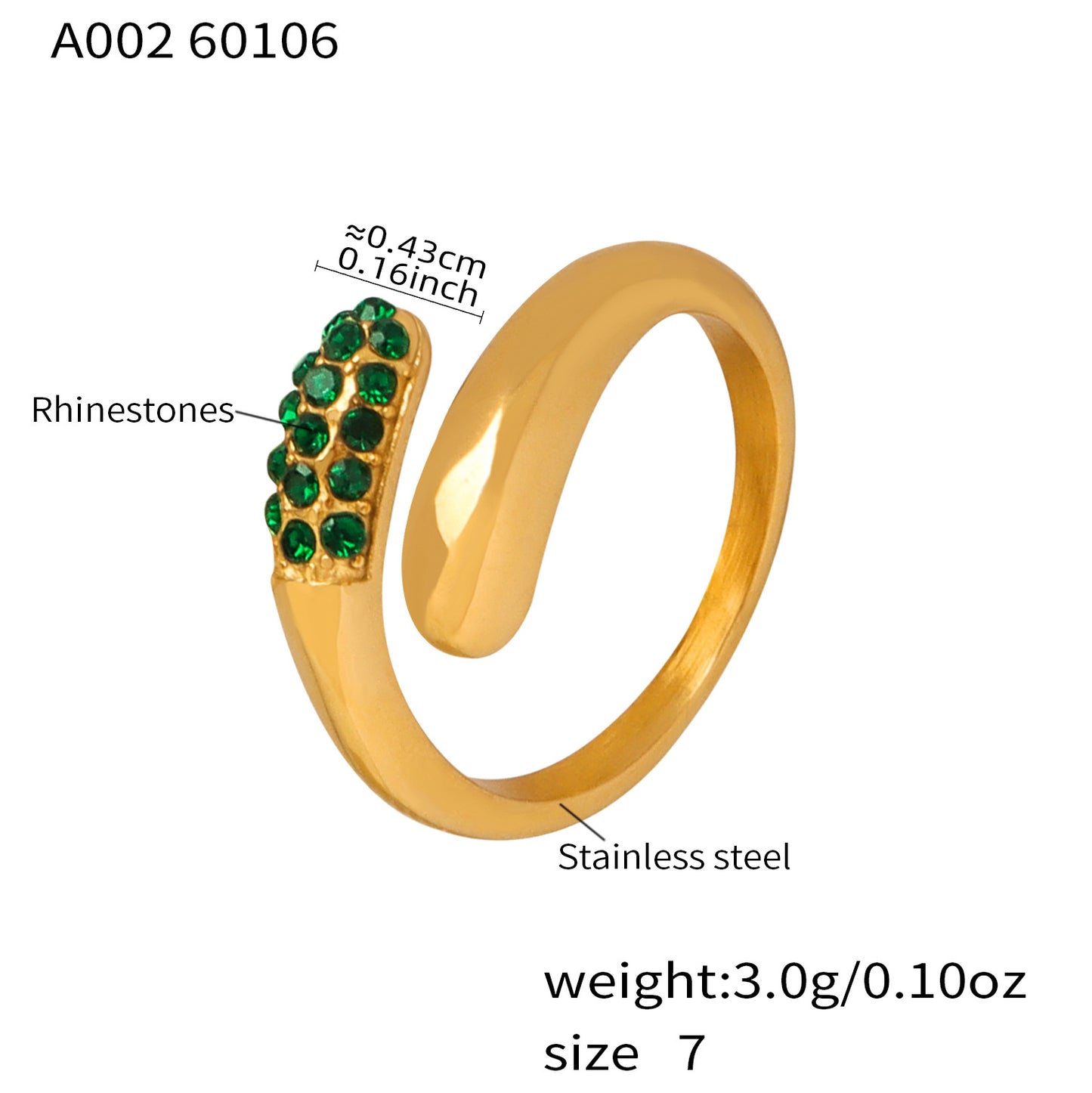 Crystal Open Cuff Rings