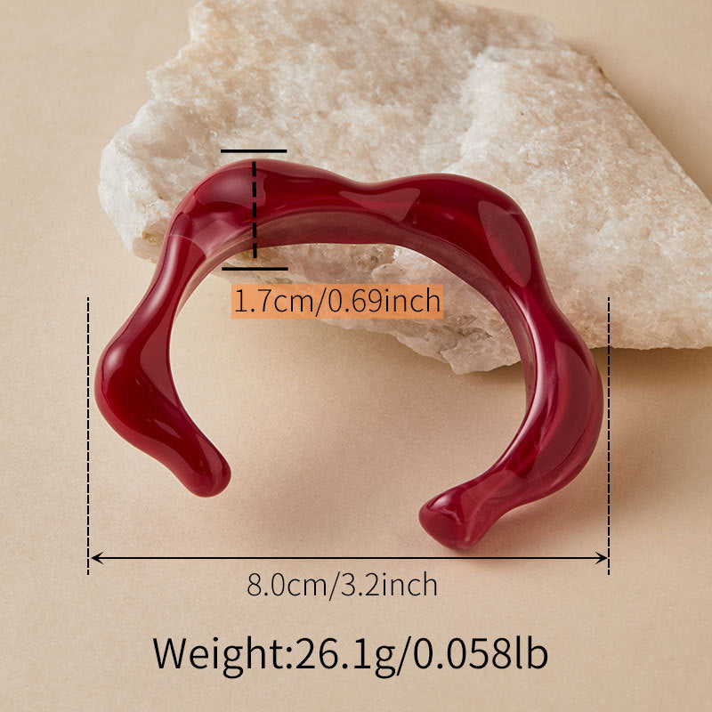 Artistic Wavy Resin Statement Open Bangle