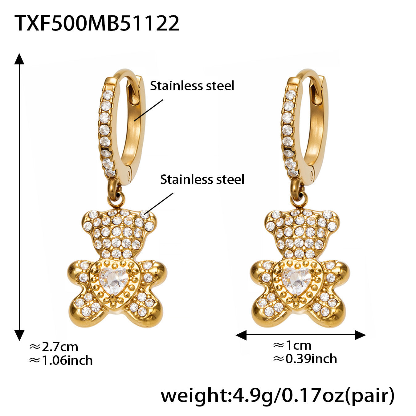 Adorable Bear Crystal Jewelry Sets