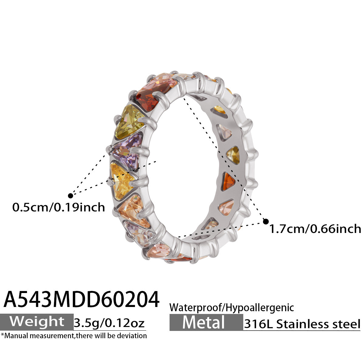 Triangle Cut Zirconia Eternity Band Rings