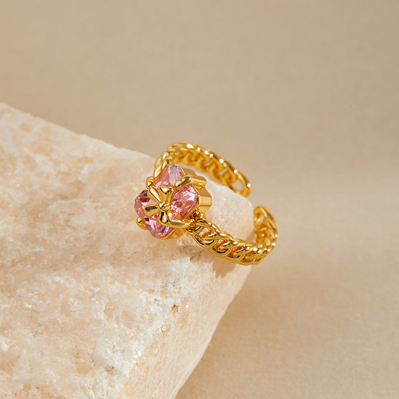 Pink Crystal Gift Box Ring