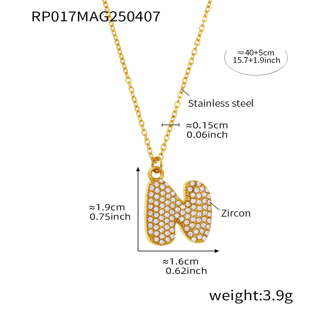 Pave Crystal Bubble Initial Necklace