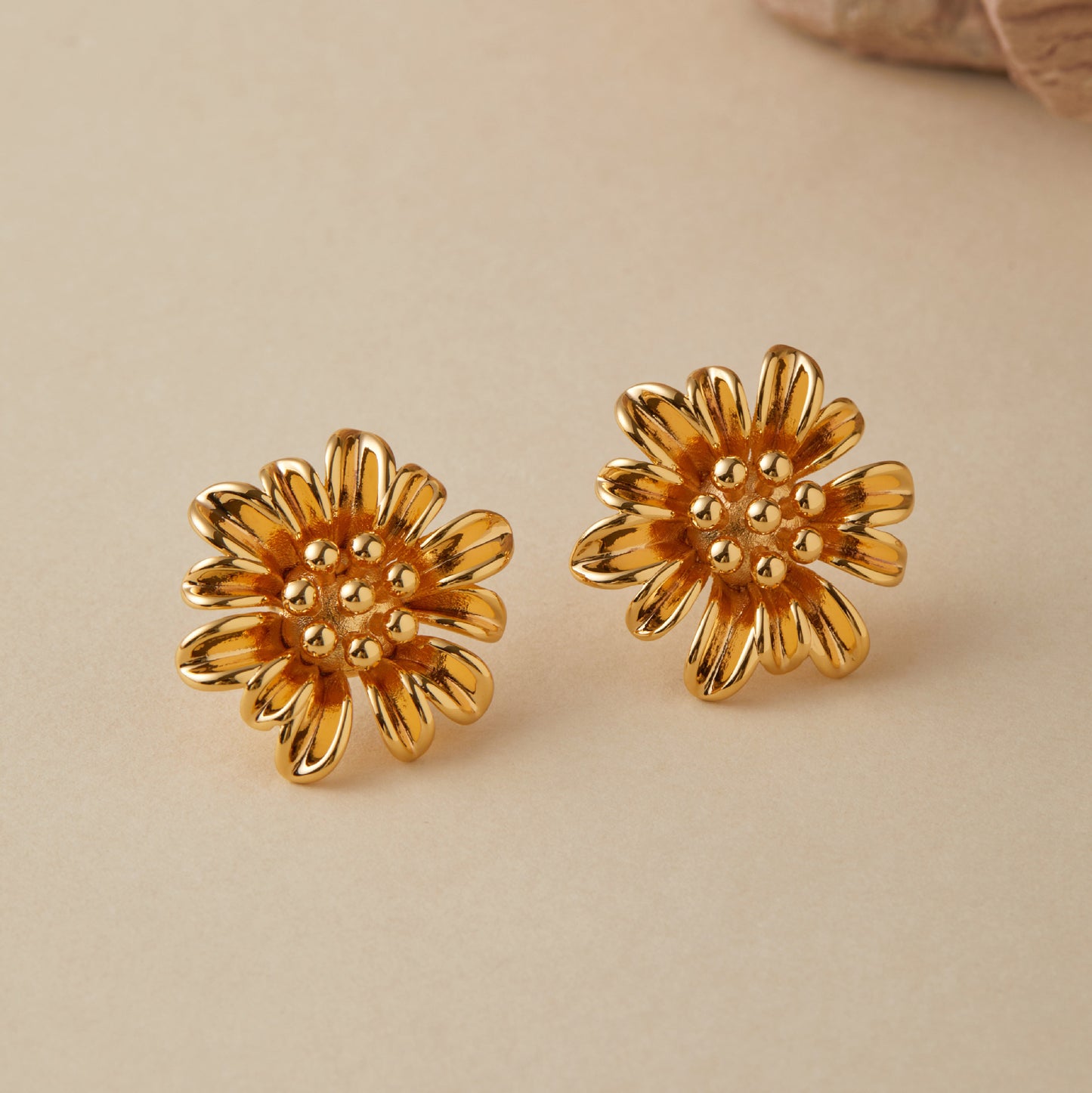 Golden Sunflower 18K Plated Studs