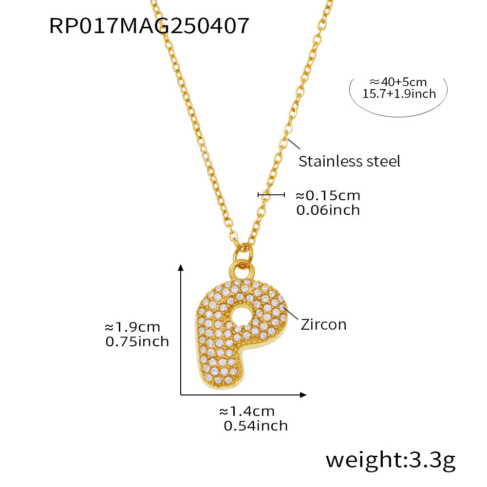 Pave Crystal Bubble Initial Necklace