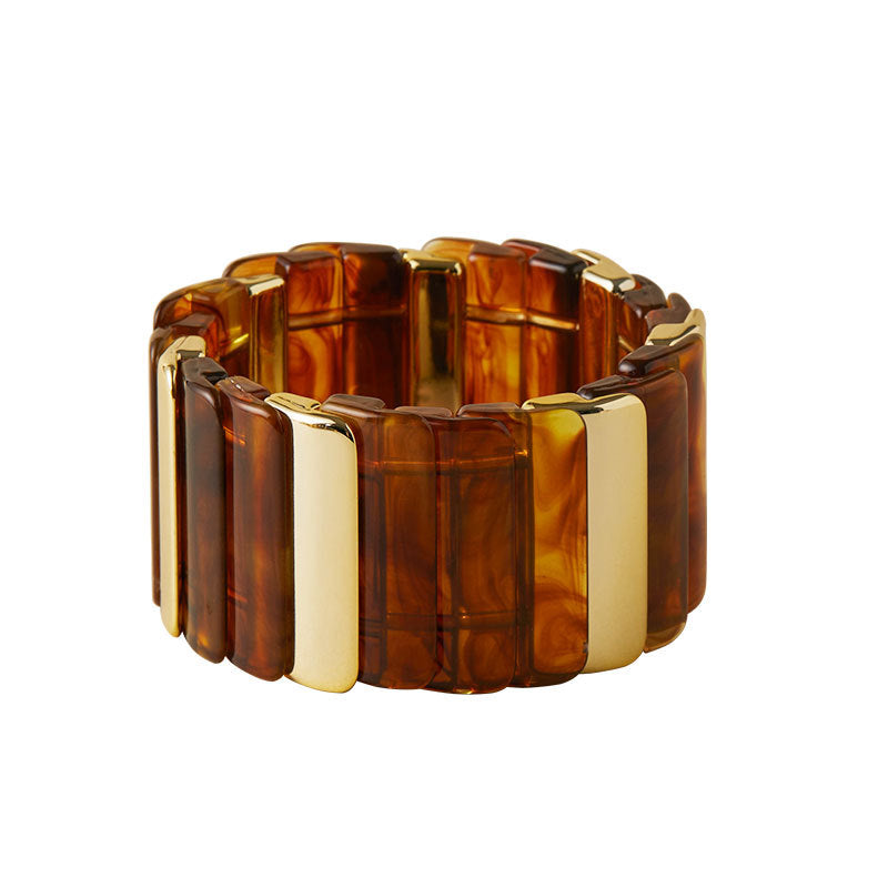 Chunky Resin & Gold Statement Stretch Bracelet