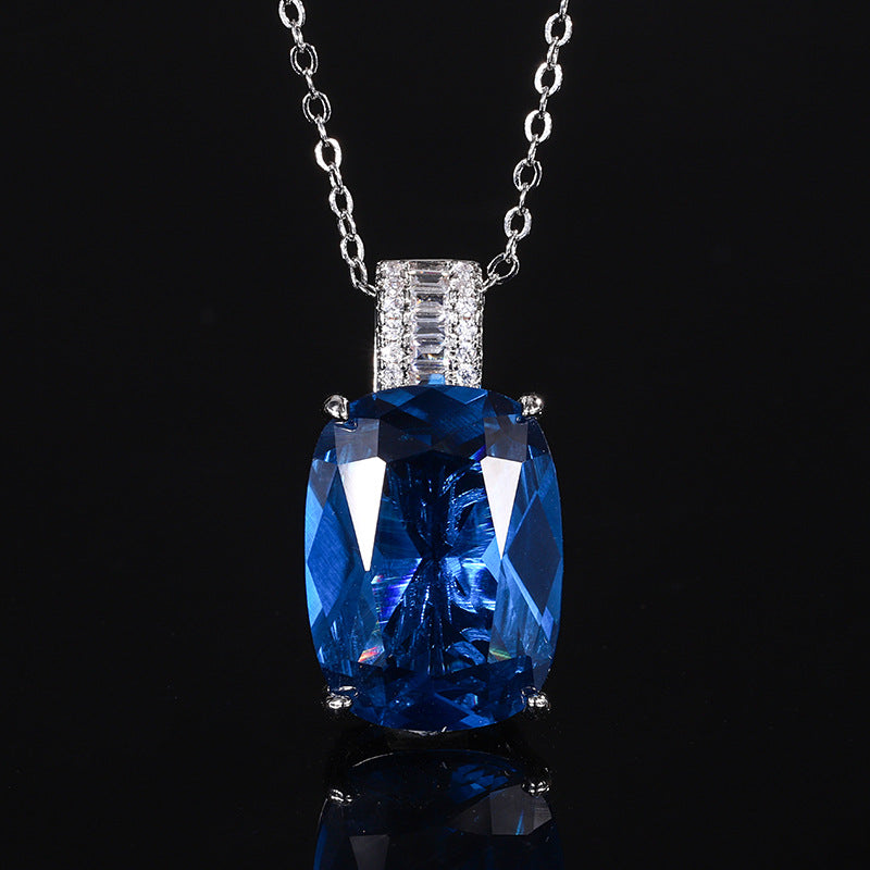 Luxury Radiant Cushion-Cut Gemstone Filigree Pendant Necklace