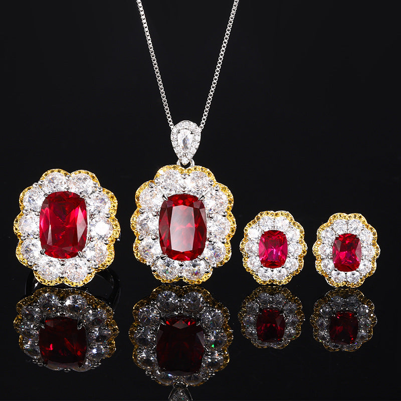 Luxury Ruby Jewelry Set with Diamonds