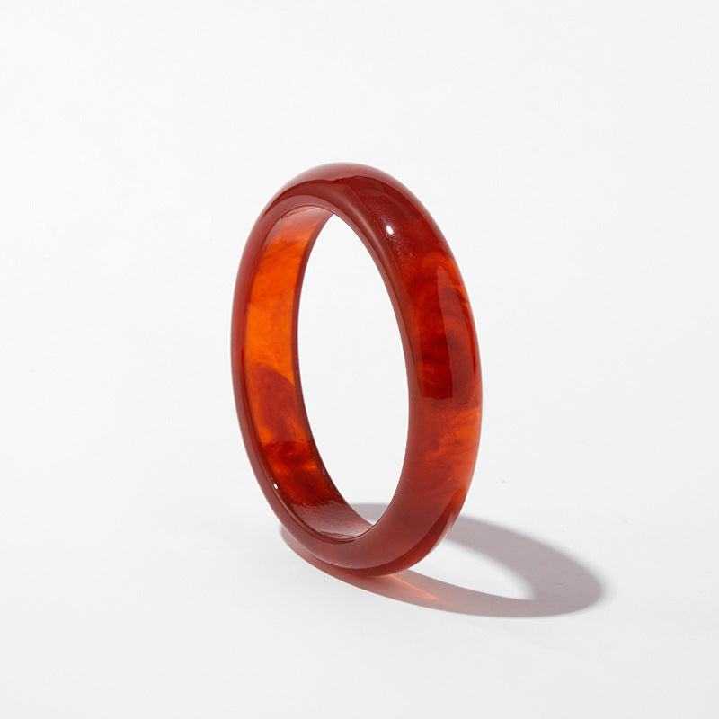 Glossy Amber Tortoise Stackable Resin Bangle