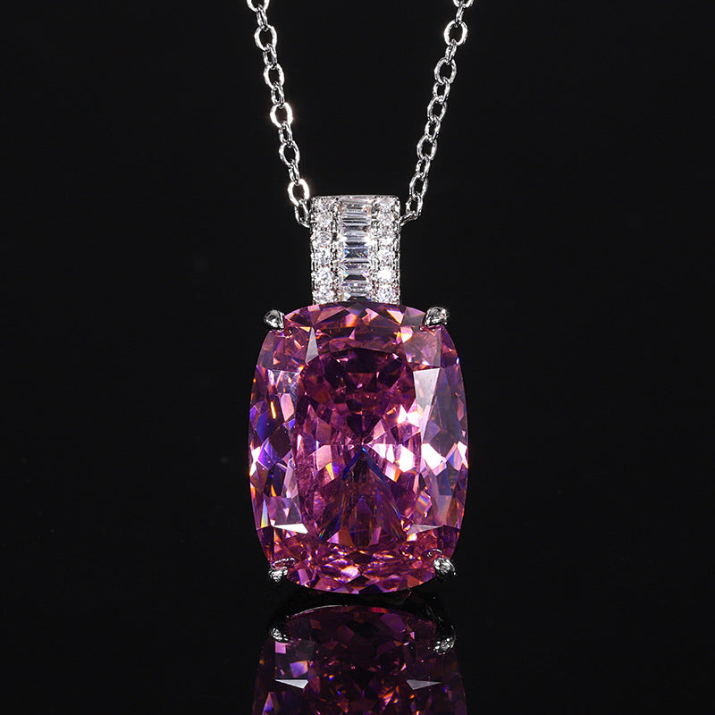 Luxury Radiant Cushion-Cut Gemstone Filigree Pendant Necklace
