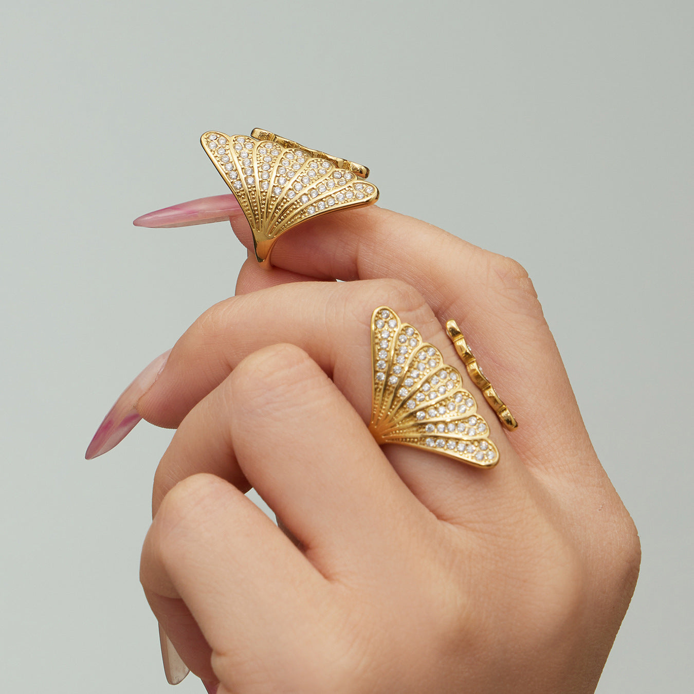 Sparkling Seashell Open Band Ring
