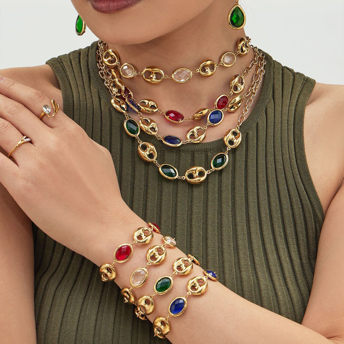 Elegant Pig Nose Glass Jewelry Set