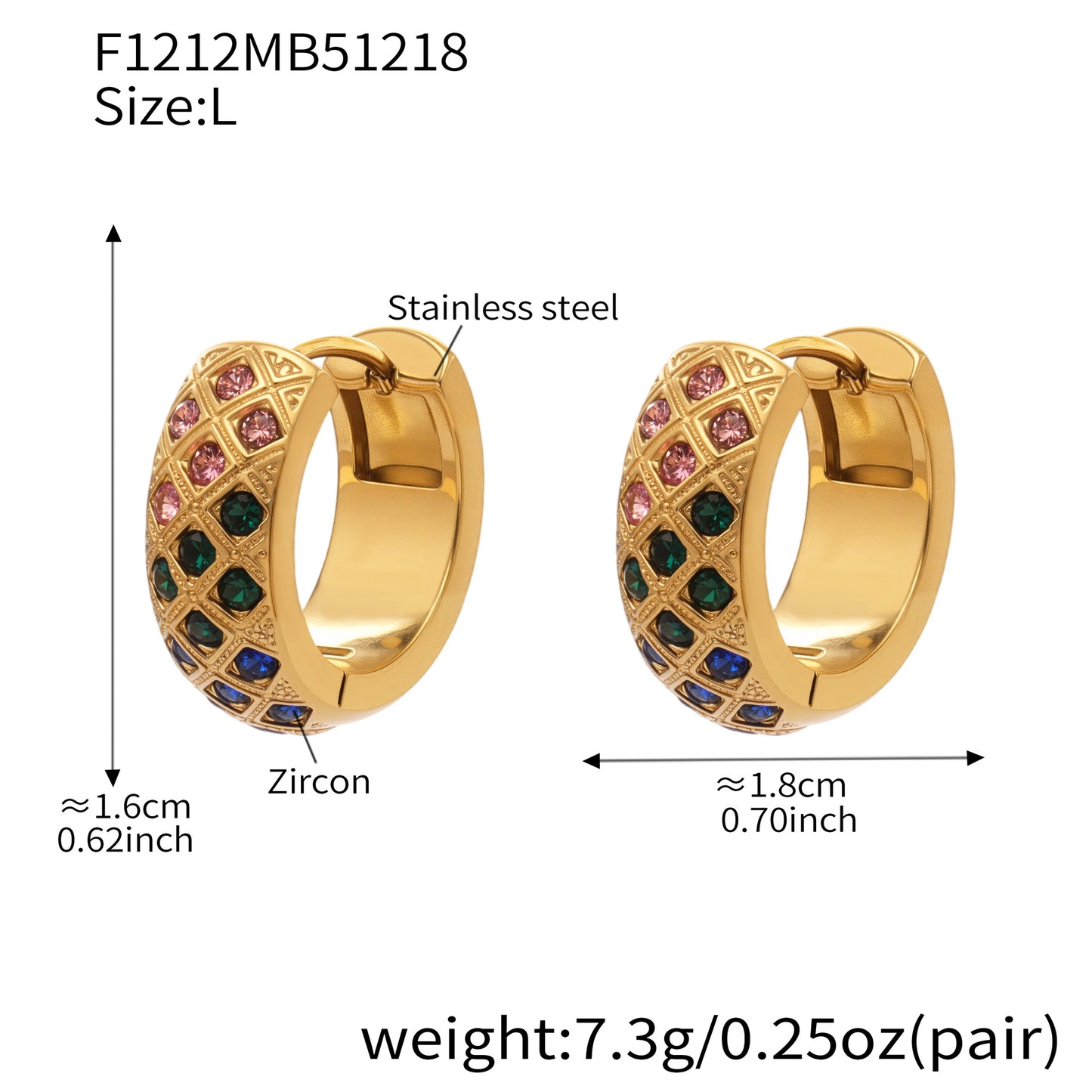 Boucles d'oreilles créoles en cristal à texture matelassée colorée 