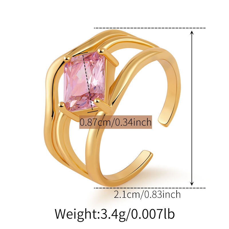 Emerald Cut Pink Stone Split Ring