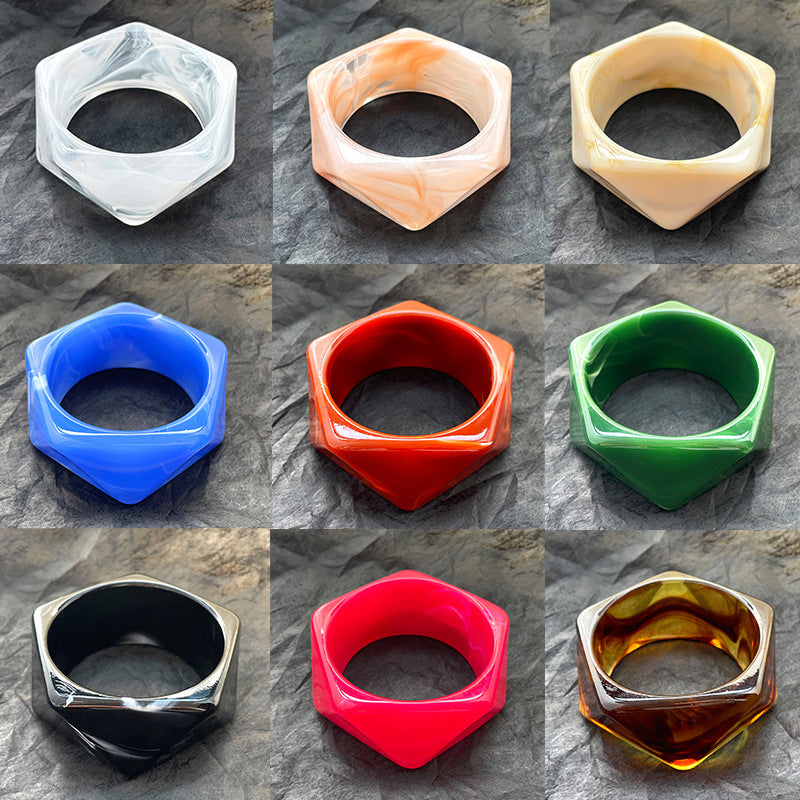 Bold Geometric Faceted Resin Statement Bangle