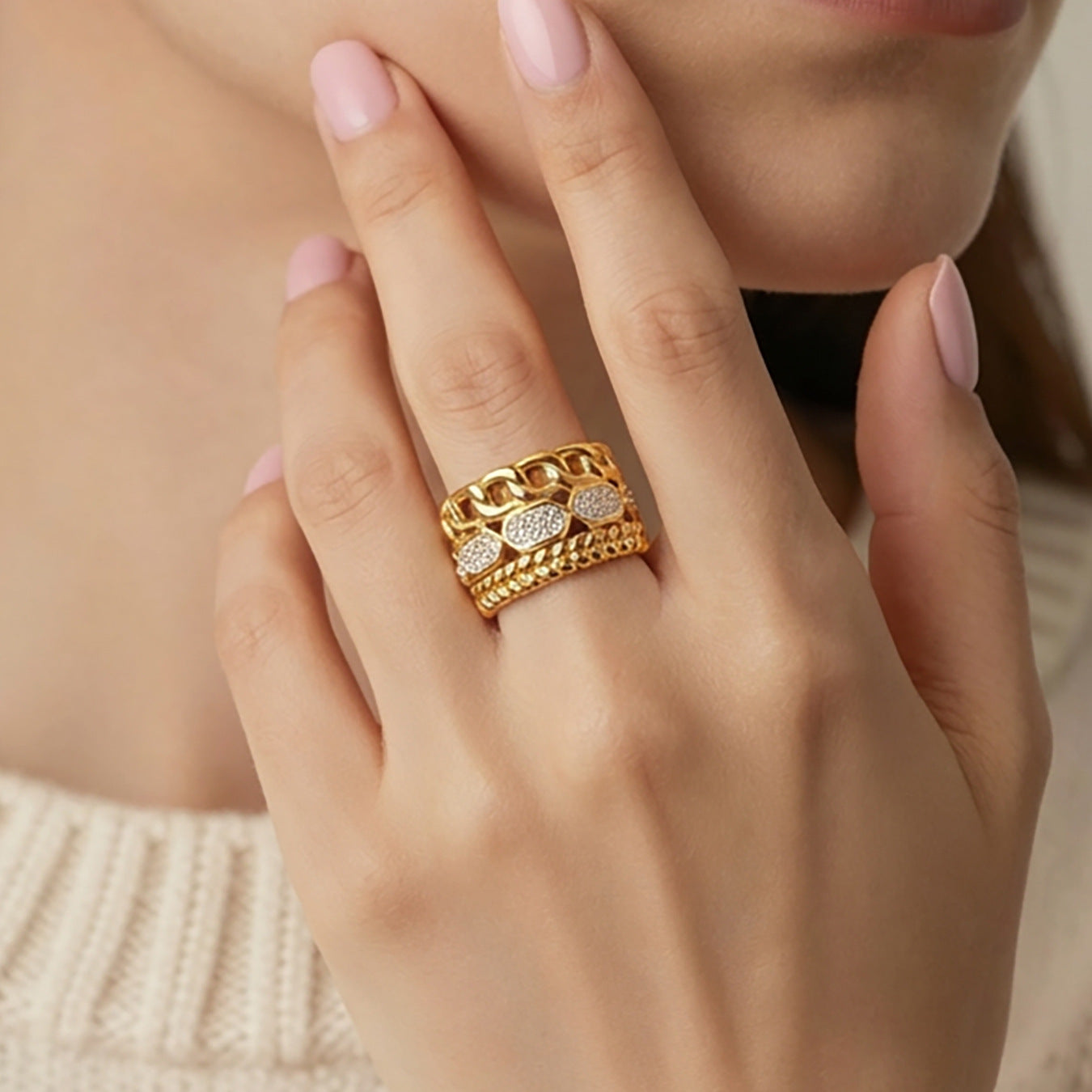Multi-Textured Statement Ring