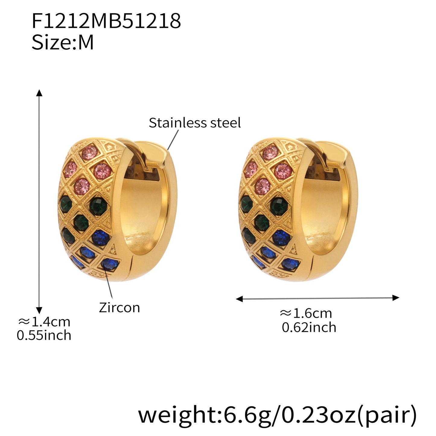 Boucles d'oreilles créoles en cristal à texture matelassée colorée 