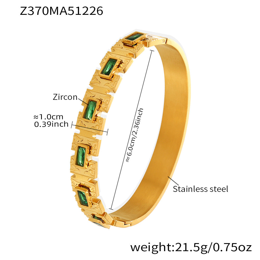 Vintage Emerald Geometric Bangles