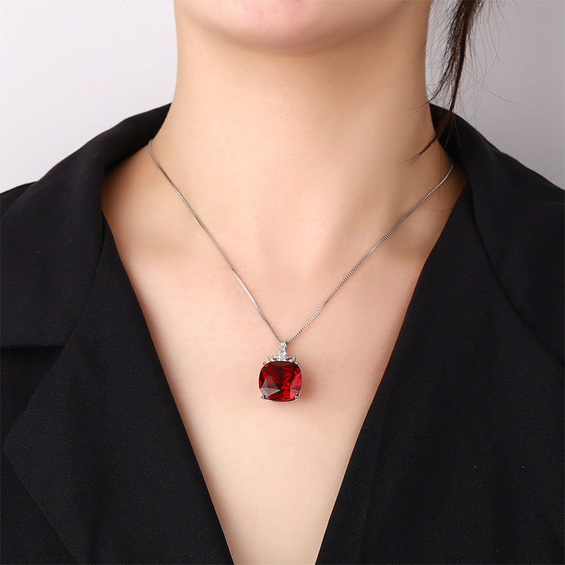 Majestic Cushion-Cut Gemstone Crown Cluster Pendant Necklace