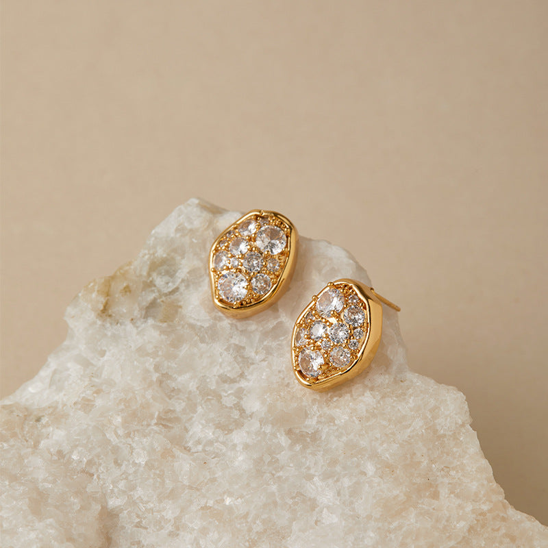 Floral Elegance Zirconia Gold Drop Ear Studs