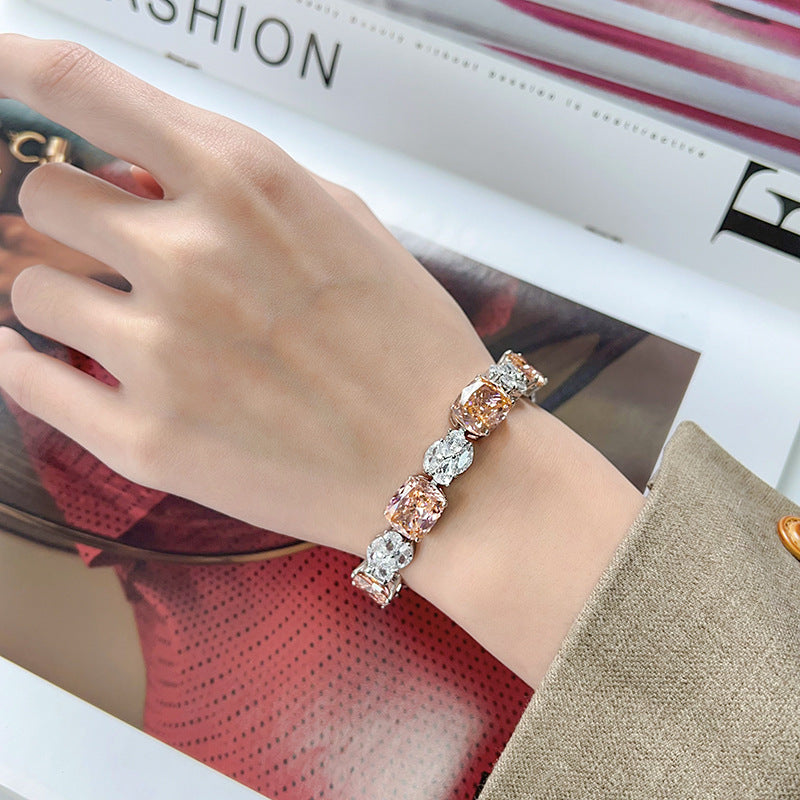 Pastel Cushion Cut Crystal Sparkle Tennis Bracelet