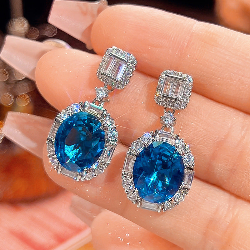 Royal Blue Sapphire Halo Jewelry Set