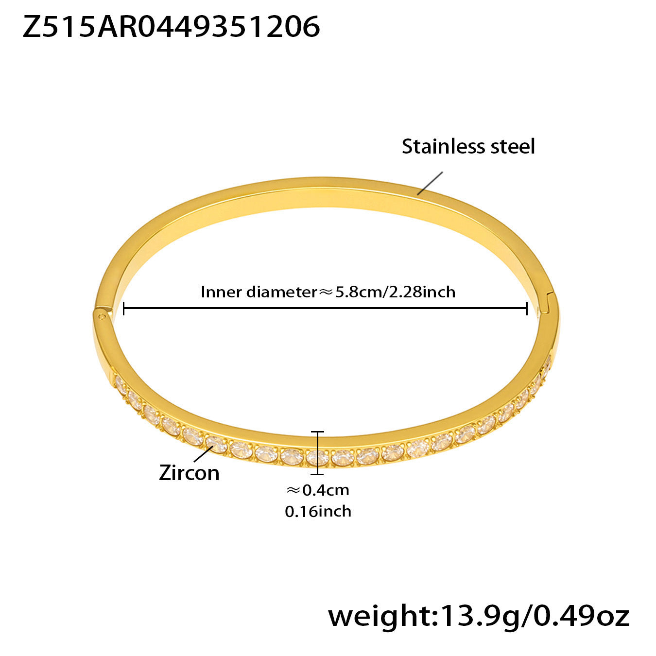 Bracelet en cristal de diamant étincelant 