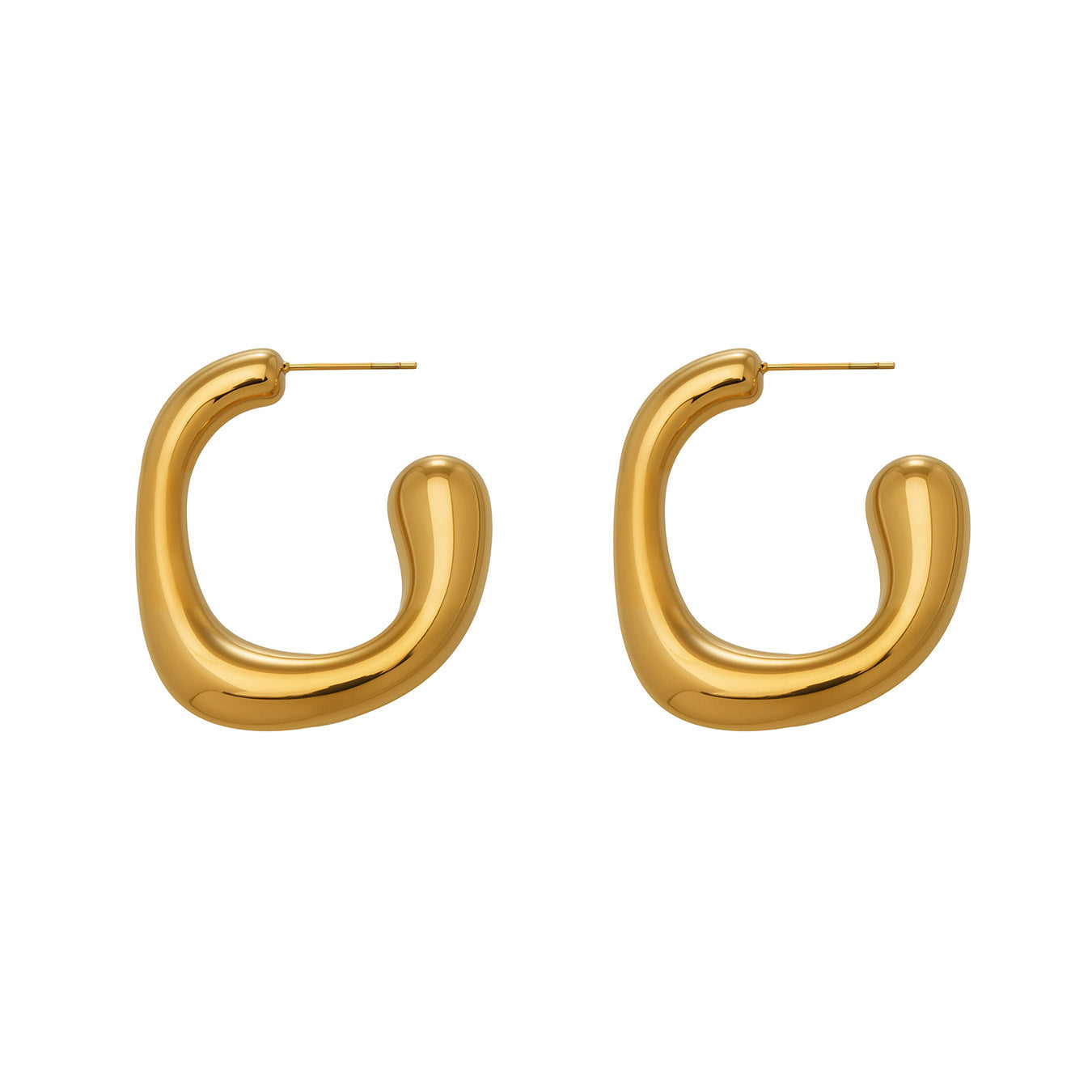 Sculptural Gold Teardrop Chunky Hoop Earrings