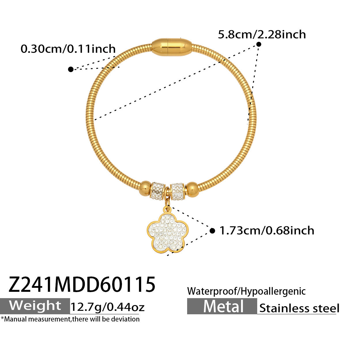 Elegant Crystal Charm Cable Bangles