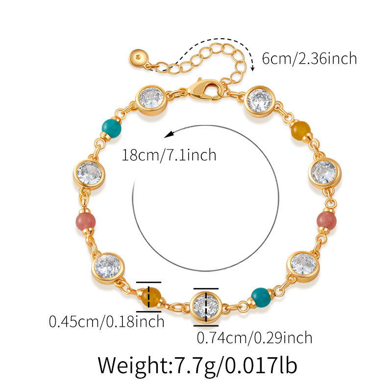 Elegant Crystal & Vibrant Bead Gold Bracelet