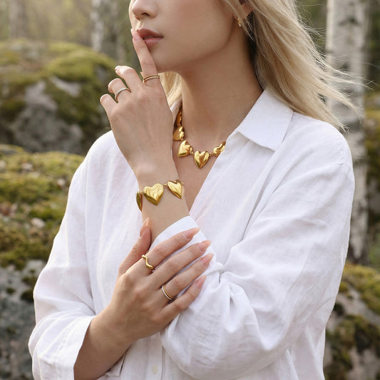 Bold Puffy Heart Statement Jewelry Sets