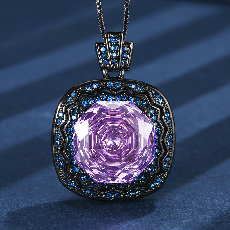 Vintage Rose-Cut Gemstone Halo Necklace and Ring Set