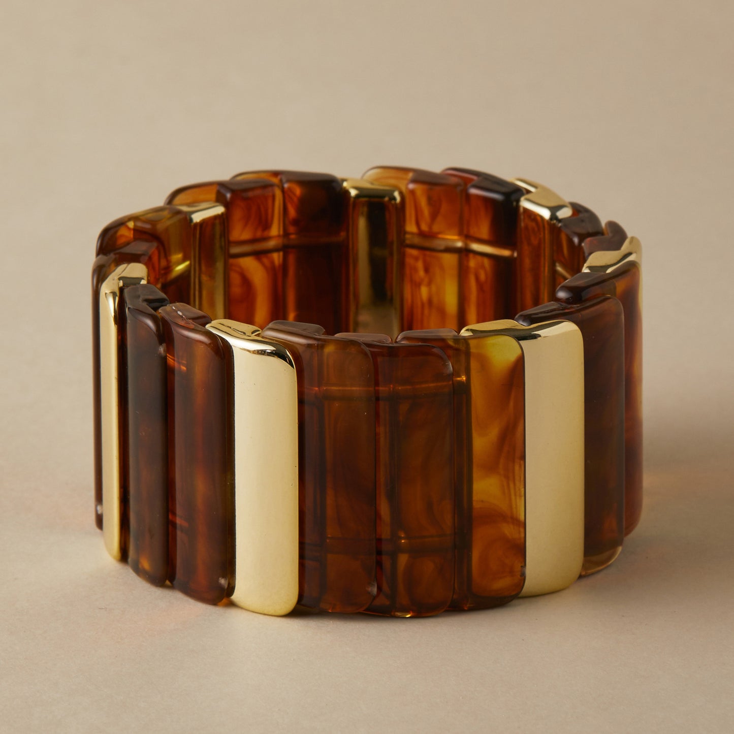 Chunky Resin & Gold Statement Stretch Bracelet