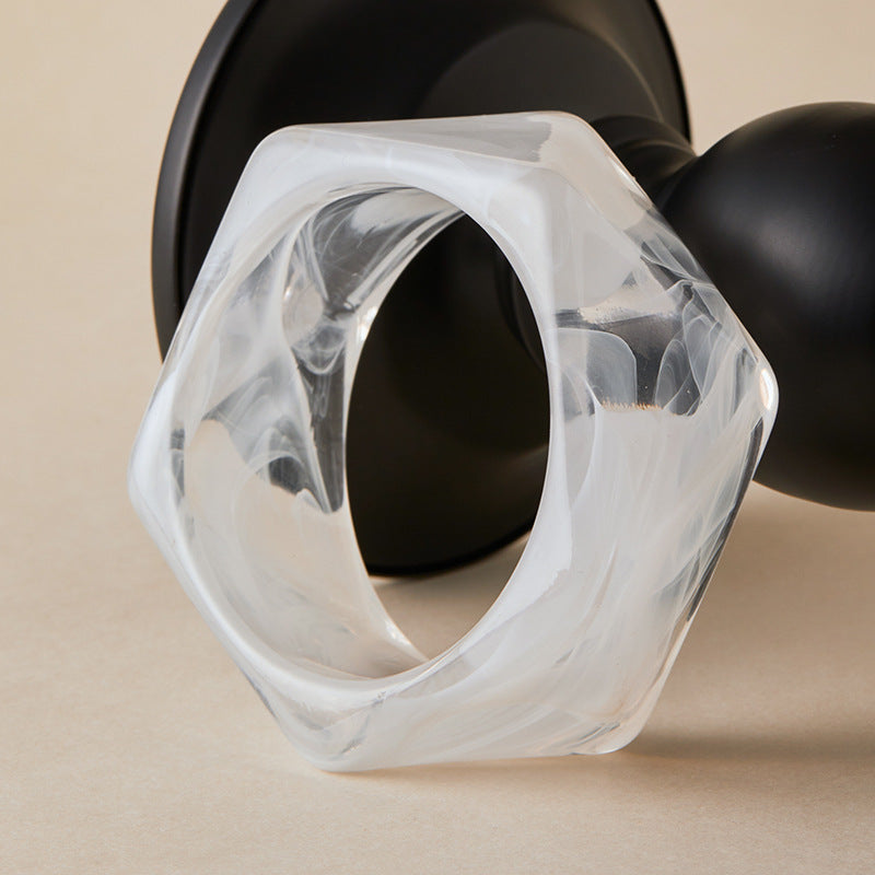 Bold Geometric Faceted Resin Statement Bangle