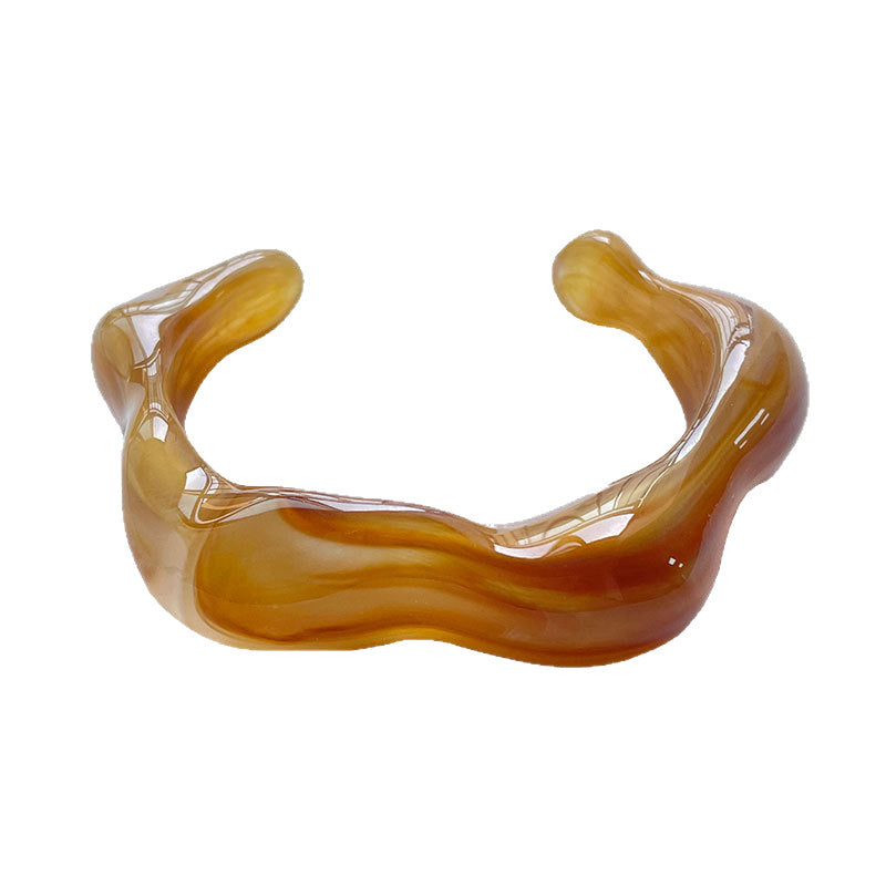 Artistic Wavy Resin Statement Open Bangle