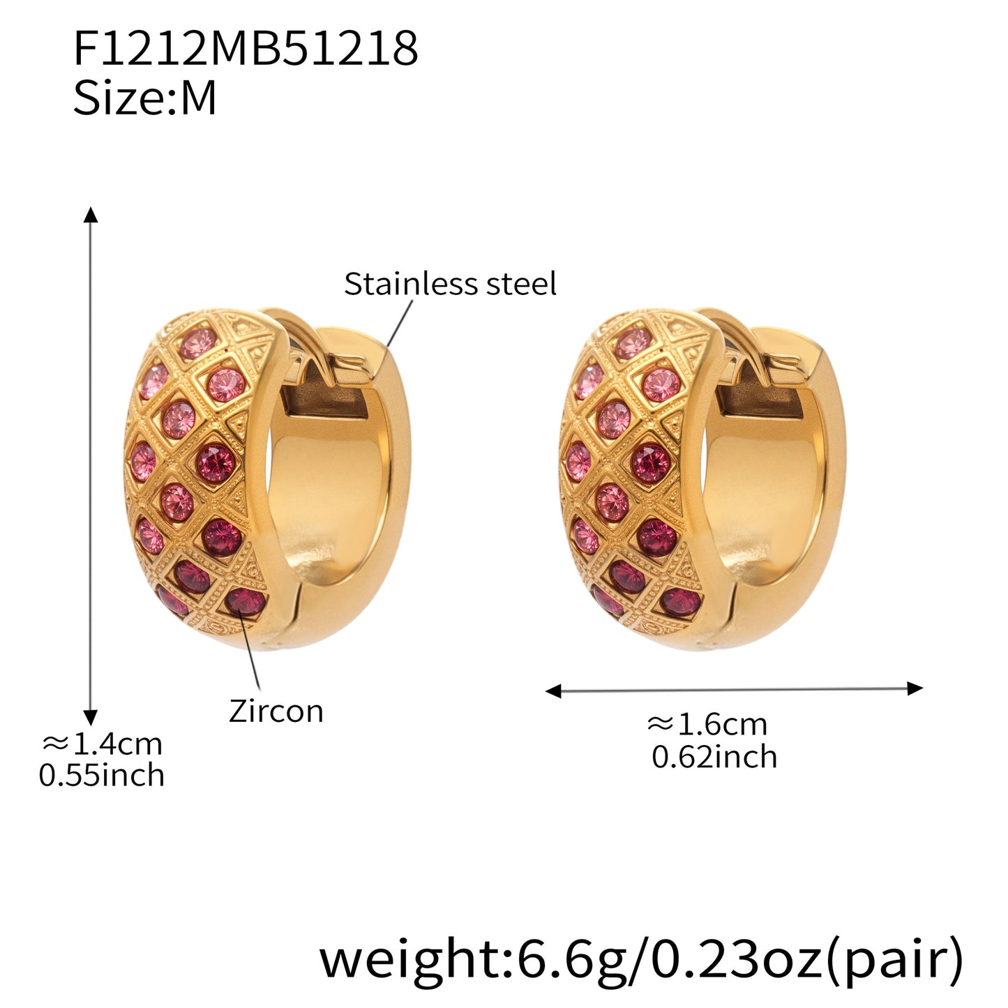 Boucles d'oreilles créoles en cristal à texture matelassée colorée 